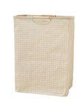 House of Quirk 52 Litre Linen Cotton Collapsible Laundry Basket For Folding Portable Dirty Clothes Storage Hamper (Beige Small Check)