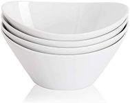 Buyajuju Porcelain Salad Bowls, 38 Ounce pasta bowls set of 4, 8 inch White serving bowls for cereal, soup, ramen, snacks, rice, Oven Dishwasher Safe