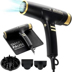 ELLA BELLA® Professional Hair Dryer with Smart Mat - Auto-Pause Ionic Blow Dryer for Fast Drying & Frizz Control - 1600W, Diffuser, 4 Heat/Speed Levels