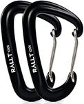 RALLT Wire Gate Carabiners - 12kN (2697lb) Snag-free Heavy Duty Carabiner Clip for Hiking, Hammock & Backpacking - Made with Lightweight, No Rust Aluminum Material- Camping Accessories (Black, 2 Pack)