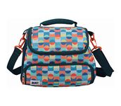 BUILT Insulated Lunch Bag with 'The Retro' Design, Polyester, Teal, 18.5 x 27 x 21 cm