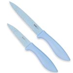 SKYTONE Stainless Steel Resin Knife for Kitchen Professional Chef Knife with Santoku Paring Knife Vegetable Cutting & Chopping Sharp Blade, Ergonomic Handy Handle for Kitchen (Blue, Pack of 2)