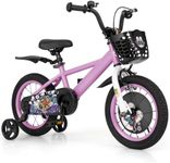 BABY JOY Kids Bike, 12 14 16 18 Inches Child Bike for 3-8 Years Old with Adjustable Height, Training Wheels, Storage Basket, Handbrake & Coaster Brake, Kids Bicycle for Girls Boys (14 Inches,Purple)