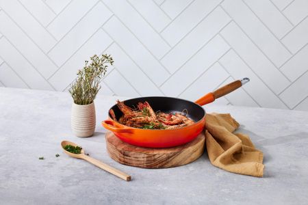 Le Creuset Signature Cast Iron Saute Pan with Wooden Handle, 28cm Volcanic