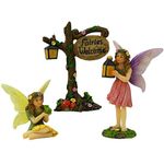 PRETMANNS Fairies for Fairy Garden – Fairy Garden Accessories – Fairy Garden Fairies – Cute Fairy Garden Figurines and a Fairy Sign - Miniature Fairy Garden Accessories - 3 Piece Fairy Set