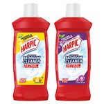 Harpic Disinfectant Bathroom Cleaner Liquid, Lemon - 1 L + Floral - 1 L