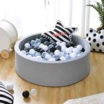 Triclicks Baby Kids Children Ball Pit, 90 x 30cm / No Balls, Soft Toddler Play Round Ball Pool For Indoor and Outdoor, Grey