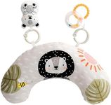 Taf Toys Ergonomic Tummy Time Pillow with Teether and Rattle - Soft and Supportive Baby Prop Pillow for Enhanced Motor Skills Development