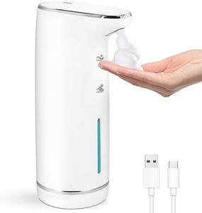 Seifenspender Automatischer mit Sensor Schaumseifenspender Elektrischer - LAOPAO Berührungsloser Schaumseifenspender Set USB-Aufladung IPX5 Wasserdicht Bewegungssensor für Küche & Bad (Weiß 320 ml)