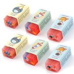 GLADFRESIT 6Pcs Cute Pencil Eraser, Creative Rubber Erasers for Kids, Rectangle Rubber Eraser Student Stationery for School Office Supplies (Space)