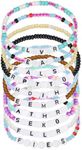 BLMHTWO 10PCS Friendship Bracelets Set TS Themed Inspired Bracele Adjustable Flat Beads Letter Colorful Bracelets for Music Concert Outfit Gifts Girls Letter Beads, Plastic