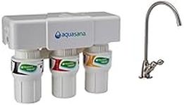 Aquasana AQ-5300.55 3-Stage Under Counter Water Filter System with Brushed Nickel Faucet