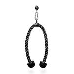 STRIVE FIT Tricep Rope Pull Down Fitness Cable Attachment with Stainless Steel Snap Hook- Lats, Biceps, Triceps, Gym or Home - 27" inch Tricep Rope - Black