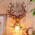 RAY ROY ARTISTICS Deer Head wall Mounted Antique Decorative Wall Scone Light Lamp for Living room,Bedroom and office wall decoration