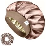 Candibella's Silk Bonnet for Hair, Adjustable Silk Hair Cap for Sleeping, Satin Bonnet for Curly Hair with Soft Wide Elastic Band, Satin Hair Bonnet For Men and Women (Rose Taupe)