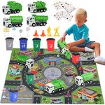 Toy Vehicles Set Construction Car Truck Model Playset with Signpost Friction Powered for Boys Age 3 and UP Toddlers Kids Birthday Gift Children (Sanitation Series)