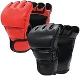 2 Pairs Boxing Gloves Kickboxing Gloves for Men Women Beginner Professional Shockproof Leather Sparring Training Gloves Set MMA Gloves (Black and Red)