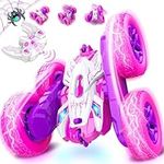 Girls Gifts 4-12 Years Old, vicia Pink Remote Control Cars for Kids Girls, 360° Rotating RC Car Toys for Girls 7-10, 4WD Double Sided 360° Stunt Car for Girls Toys Age 4 5 6 7 8 9 Gifts Ideas