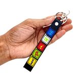 IndusSeller_Tibetan Buddhist Combo 2(1 Keychain Small( RUBBER)+1 Tibet Flag of Velvet Medium Size Tibetan Buddhist Prayer Om Mani Padme Hum (Bike/car/Home/Office Decor) Pack of 2