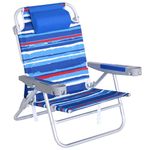 SUNNYFEEL Extra Wide Low Beach Chair 5 Position Lay Flat 500 LBS Heavy Duty, XL Oversized Portable Folding Camping Chairs with Cup Holder for Outdoor/Trip, Lightweight Backpack Beach Chair for Adults