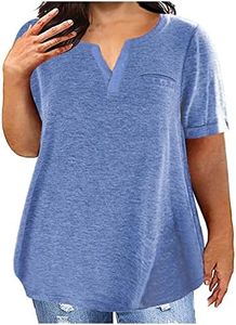 2023 Summer Cotton Plus Size Tops for Women Trendy Short Sleeve V Neck Loose Blouse Workout Basic Comfy T Shirts Tees