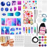 Resin Molds Silicone Jewelry Making Starter Kit, 238 Pcs Epoxy Resin Supplies for Beginners Tools Set with DIY Pendant, Fine Glitter, Dried Flowers, Gold Foil Flakes, Arts Crafts, Instruction Included