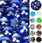 onlyfire Flat Fire Glass Beads for Propane Fire Pit, 1/2 Inch Reflective Firepit Glass Rocks 10 Pounds Flat Marbles for Gas Fireplace and Fire Pit Table, High Luster Royal Cobalt Blue