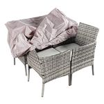 COSMO BUY 4 Piece Rattan Garden Furniture Set Outdoor Patio Sofa, table and chairs garden table Ideal for Pool Side, Balcony, Outdoor and indoor Conservatory Patio Set (Grey with Rain Cover)