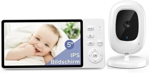 jeeber Ohne WLAN 5" IPS Babyphone mit Kamera, 1080P Babyphone, HDR Nachtsicht, VOX Modus & 3X Zoom, Zwei-Wege-Audio babyfon, Temperaturanzeige, 8 Schlaflieder Baby Monitor
