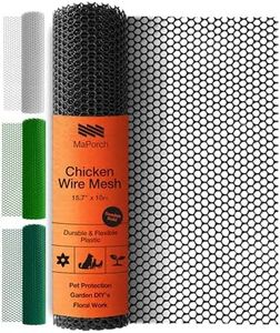 MAPORCH Black Plastic Wire Mesh Fence 15.7IN x 10FT Roll - Ideal for Poultry, Dogs, Rabbit, Snake Barrier & Gardening - Durable Plastic Chicken Wire Mesh - Versatile Plastic Fencing & Netting Solution