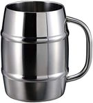 Captain Stag UE-3499 Cup Mug Beer Stein, Double Stainless Steel, Vacuum Double Wall Construction, Heat Retention, Barrel Shape, 3.3 gal (1 L) Stainless Steel