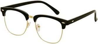 Kyiduo Vintage Classic Half Frame Horn Rimmed Clear Lens Glasses Eyewear (Golden, clear)