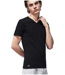 Lacoste Essentials 3 Pack 100% Cotton Regular Fit V-Neck T-Shirts, Black, Medium