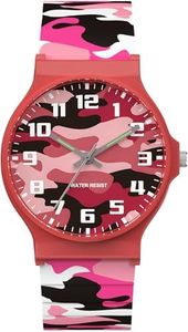 TENOCK Kids Analog Watch Boys Girls, 30M Waterproof, Sports Camo Watch with Thin Dial & Soft Band, Easy to Read for Ages 5-15, Great Birthday Christmas Gifts for Kids (Camo-Rose Case)