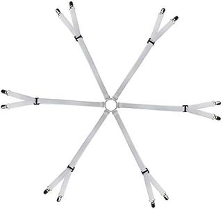 Eopocdor Bed Sheet Straps Adjustable,Metal Fasteners,6 Sides for Full,Queen,King Twin,Any Size Bed (White)