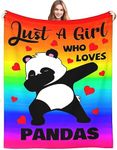 DUMTUTY Cute Panda Blanket Just A Girl Who Loves Panda Throw Blankets Panda Stuff Bed Bedding Decor Gifts for Kids Boys Girls Toddler Adults 50"x40"