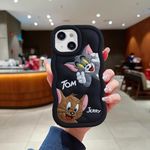 COVERLY for iPhone 16 Plus Cartoon Case, Smart 3D Cute Curly Wavy Side Full Protective Flexible Unbreakable Back Case Soft Silicone Stylish Fashion Fun Aesthetic Cover for Apple iPhone 16 Plus (Black)