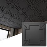 Art3d Decorative Drop Ceiling Tile 2"x2", Glue-up 3D Textured Ceiling Panel, Plastic Sheet in Black(12 Pack)