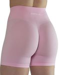 AUROLA Bright Colors Maybe See Through Not Squat Proof Summer Workout Shorts for Women Seamless Scrunch Running Shorts (M,Sweet Pink)