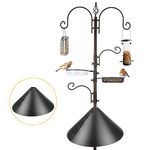 ERYTLLY Bird Feeders Bird Feeding Station Kit Bird Feeding Pole Wild Bird Feeder Hanging Kit with Squirrel Guard Baffle Suet Cage Tube Bird Feeder Planter Hanger Multi Feeder for Attracting Wild Birds