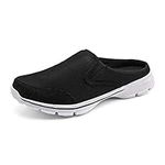 MizHome Men's Open Back Sneaker Clogs Knit Mules Shoes Lightweight Breathable Slippers Black 11