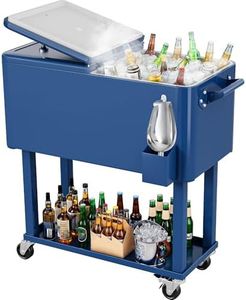 YITAHOME 80 Quart Patio Cooler Cart with Ice Scoop, Portable Rolling Beverage Cart for Outdoor Drink, Stand Up Rolling Ice Chest for Pool Deck Party BBQ Cookouts