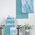 Superior Marble Effect Bathroom Accessories Bath Towel Set, 10 PC, Cyan (MARBLE 10PC SET CY)