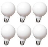 FUTIME G25/G80 LED Globe Light Bulbs, 5W LED Vintage Edison Bulb (40W Equivalent),Warm White 2700K,Dimmable Makeup Mirror Lights for Bedroom, Modern Sputnik Chandelier Light Bulbs Milky Glass 6 Pack