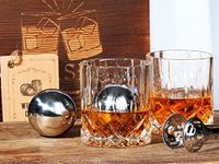 Whiskey Balls Stones Set with Whisk
