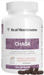 Real Mushrooms Chaga Capsules - Organic Mushroom Supplement with Chaga Extract - Chaga Mushroom with Fungal Polysaccharides & Immunomodulating Properties - Non-GMO, 120 Capsules