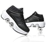 LDRFSE Shoes with Wheels LED Luminous Skates 4-Wheel Adjustable Roller Skates Hidden Wheel for Running Shoes for Playing for Men Women and Children