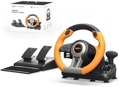 PXN PC Racing Wheel, V3 PRO 180 Degree Universal Usb Car Sim Race Steering Wheel with Pedals for PC, PS3, PS4, Xbox One, Xbox Series X/S, Switch (Orange)