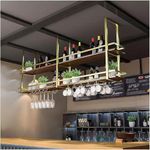 EYLINK Modern Metal Wall Mounted Wine Display Rack, Bar Unit Floating Shelves, Wall-Mounted Wine Racks, Glass Rack Iron Display Stand Wine Holder With Shelves, For Home, Restaurant, Bars (Color :