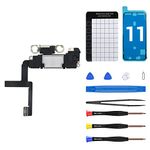 for iPhone 11 Ear Speaker Replacement Repair Kit New Front Earpiece Module with Ambient Light Sensor Flex Cable Connector Proximity Sensor Part Fix Tools Kit iPhone11 for A2111 A2223 A2221